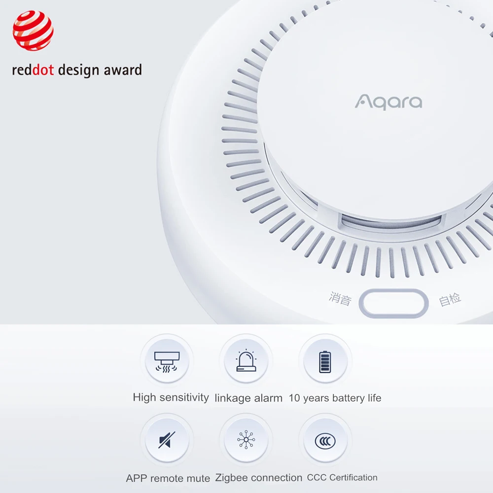 Zigbee Smart Rauchmelder Feueralarm Monitor APP Fernbedienung Ton Alarm Home Security Brandschutz Rauchsensor