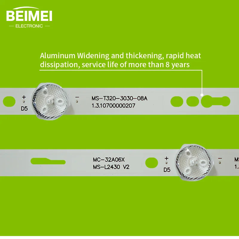 LED TV Backlight Strip, luzes LED Bar, MS-T320-3030-08A, MC-32A06X, MS-L2430, V2, 32in, Mingcai M32H, 2 PCs/S