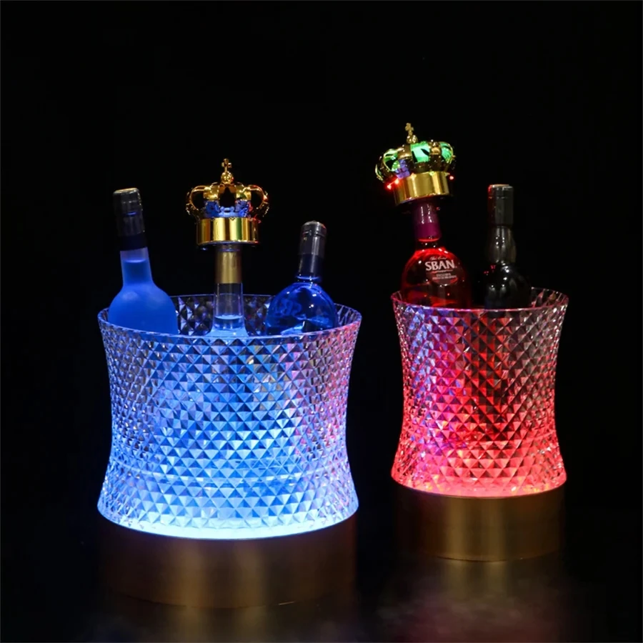 Waterproof Acrylic LED Ice Bucket Light Up Champagne Beer Wine Bucket Holder Bars Nightclubs Bars Nightclub Bar Party Decor