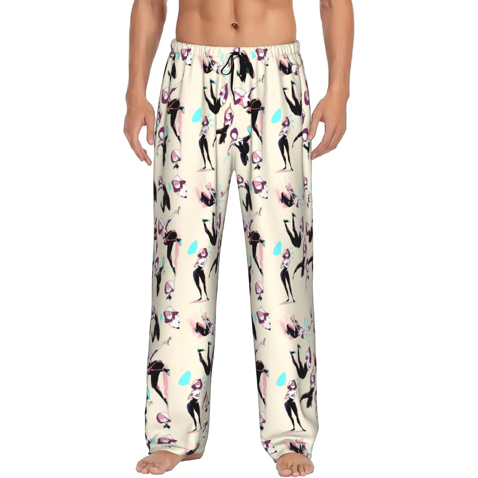 

Custom G-Gwen Stacy S-Spiderman Pajama Pants for Men Lounge Sleep Stretch Sleepwear Bottoms with Pockets