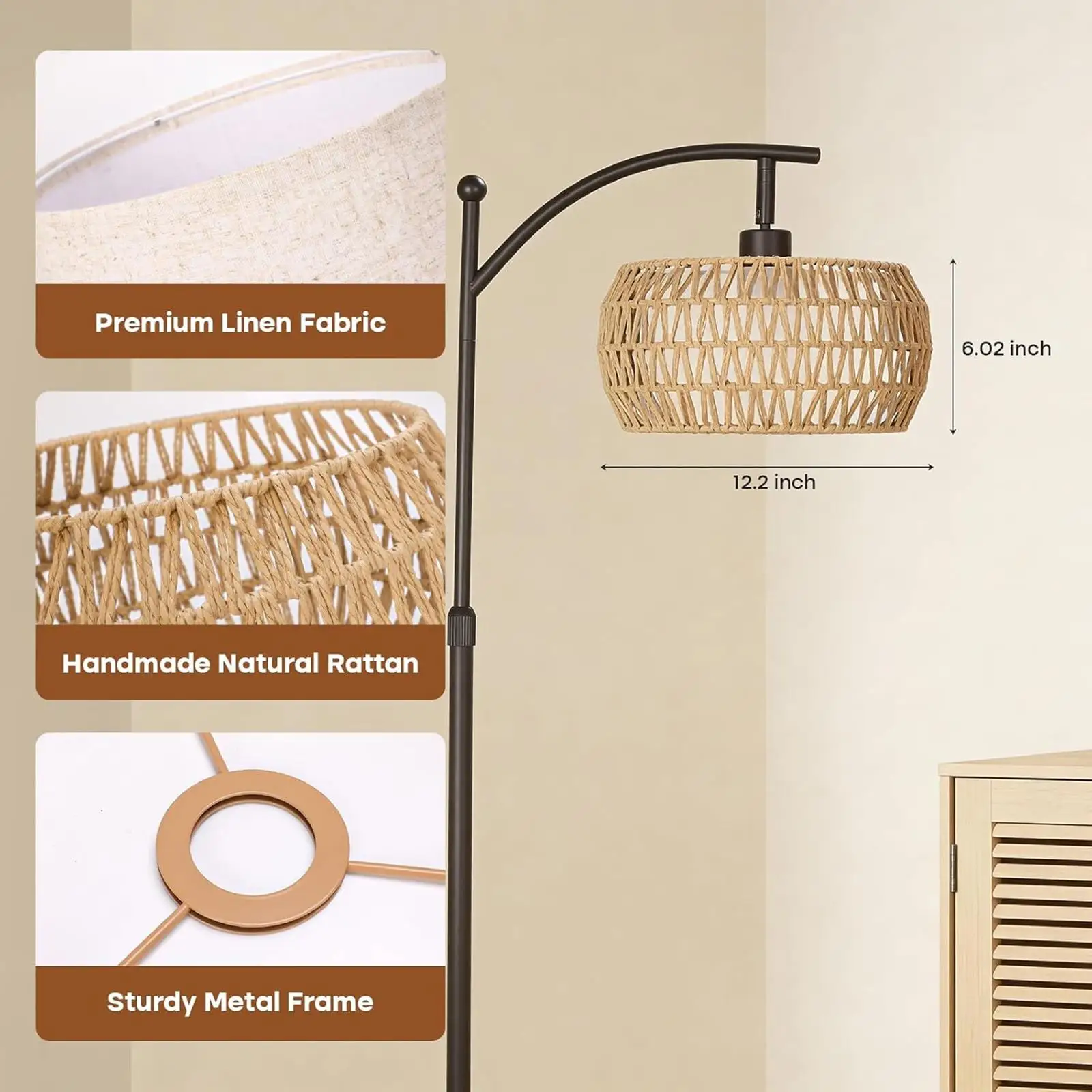Woven Rope Lampshade Ornament Reading Lamp Cover House Farmhouse Restaurant
