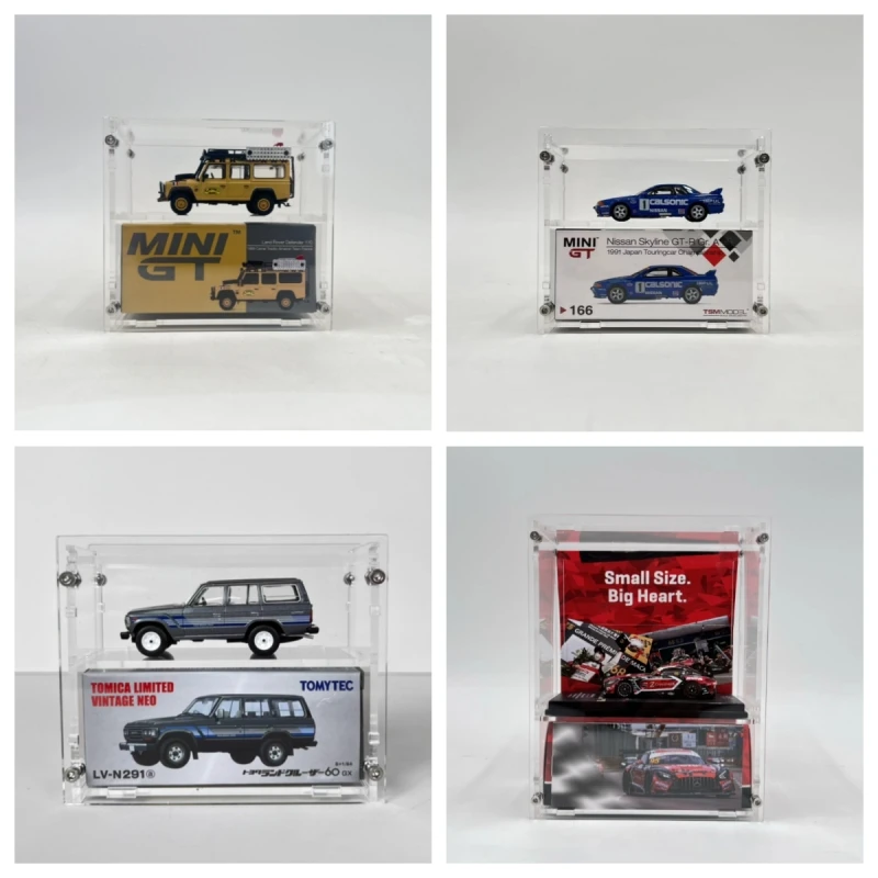 1:64 MINIGT TLV TW Parafuso Caixa de exibição de modelo acrílico, montagem, cabe em carro com caixa original (modelo de carro não incluído)