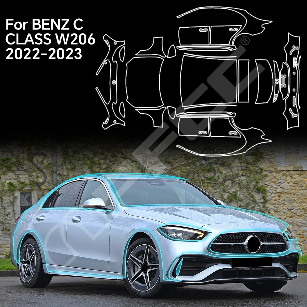 

For Benz C Class W206 2022 2023 TPU Paint Protection Film Pre-cut Clear PPF Car Body Anti-Scratch Resistant Invisible