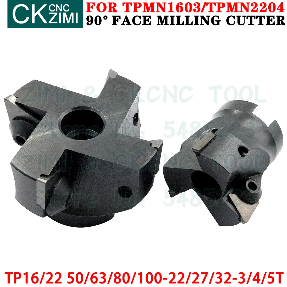 TP16 TP22 50/63/80/100mm Right angle milling cutter fast feed face milling cutter Indexable tools for TPKN TPMN 1603 2204 insert