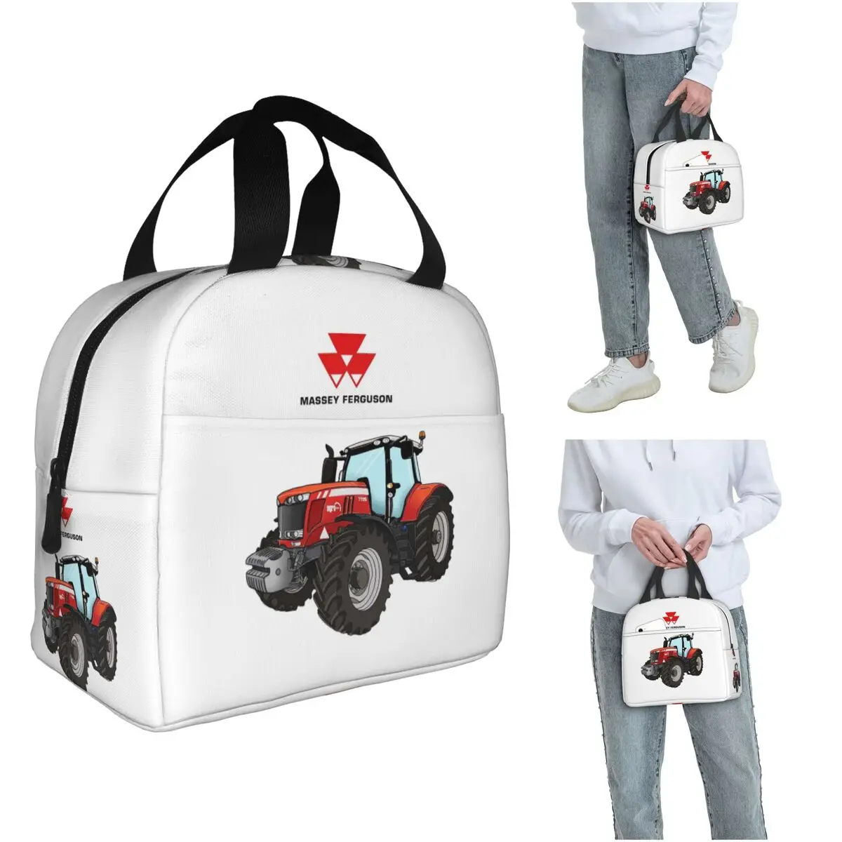 

Изолированная сумка для обеда с изображением красного трактора Massey Ferguson для женщин и детей, портативная термосумка для еды, термосумка-тоут