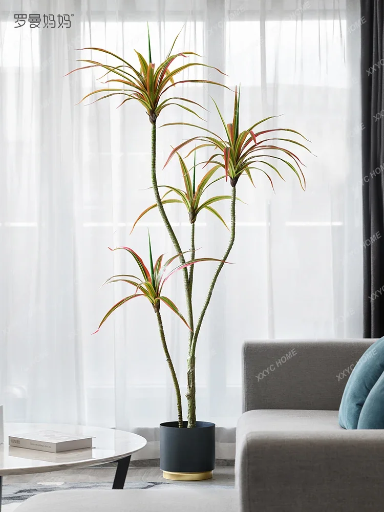 Artificial Green Plant Colorful Dracaena Marginata Dracaena Potted Plant Silent Wind Plant Ornaments