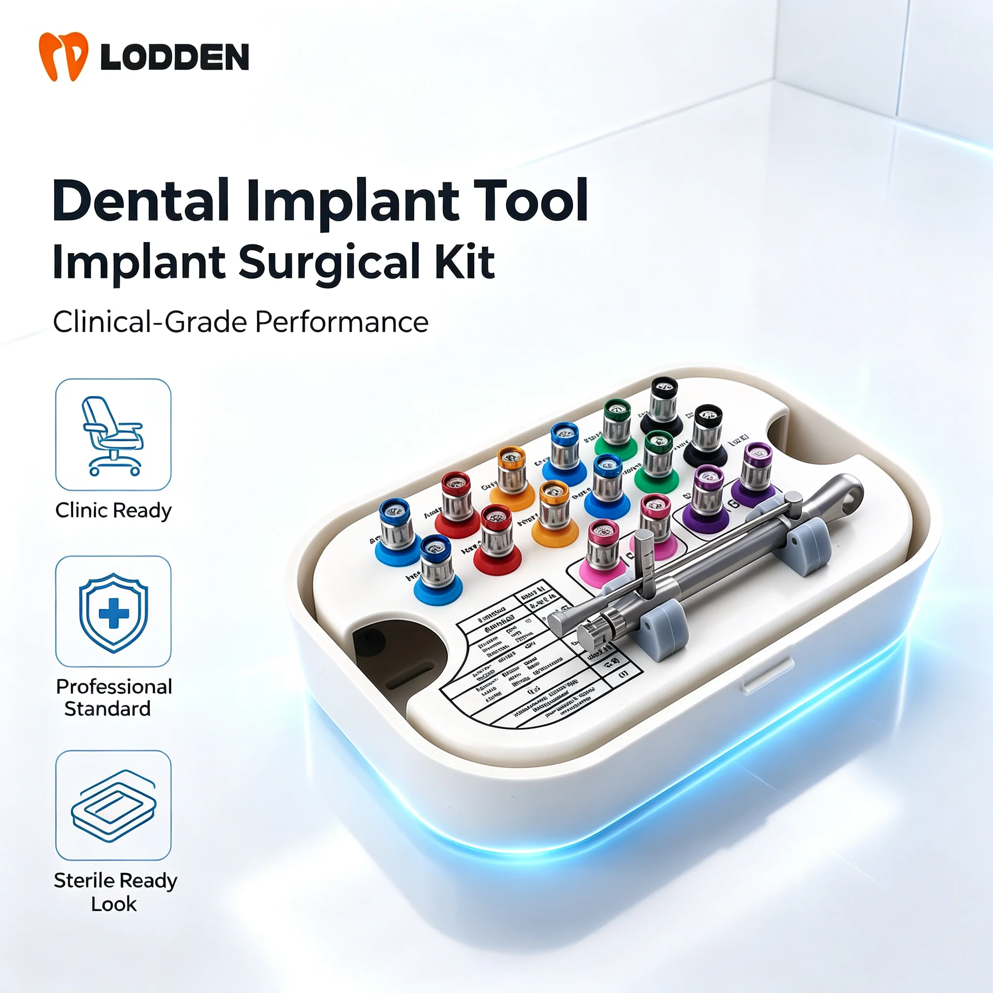 Lodden 16Pcs/Set Dental Universal Implant Torque Screwdriver Wrench Prosthetic Dental Implant Screw Driver Dental Implant Torque