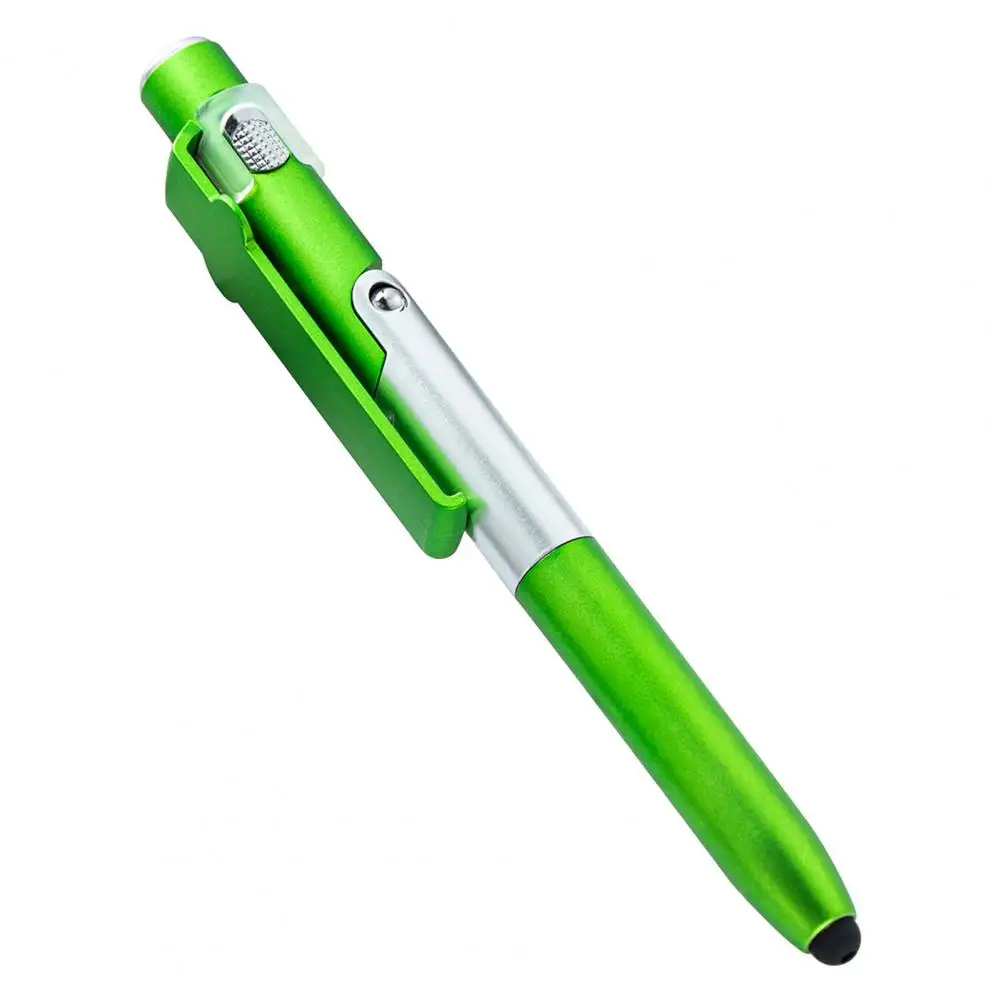 Caneta Esferográfica recarregável com Stylus LED Light, 4 em 1, tinta preta, suporte para telefone, versátil, escritório