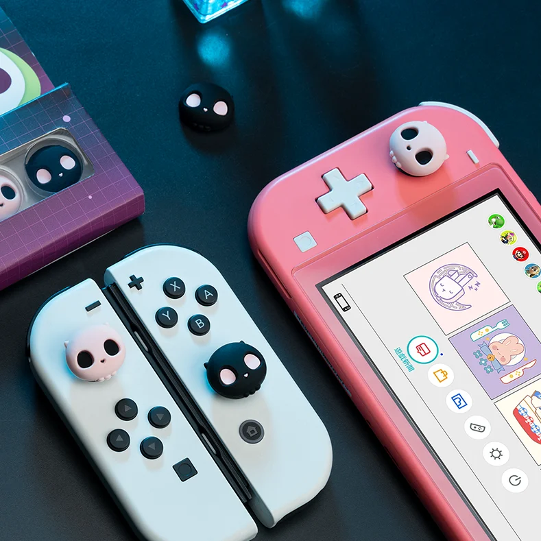 Колпачки для джойстика Goth Skull Joy Con, мягкие силиконовые чехлы для контроллера Nintendo Switch Oled Switch Lite, 4 шт.