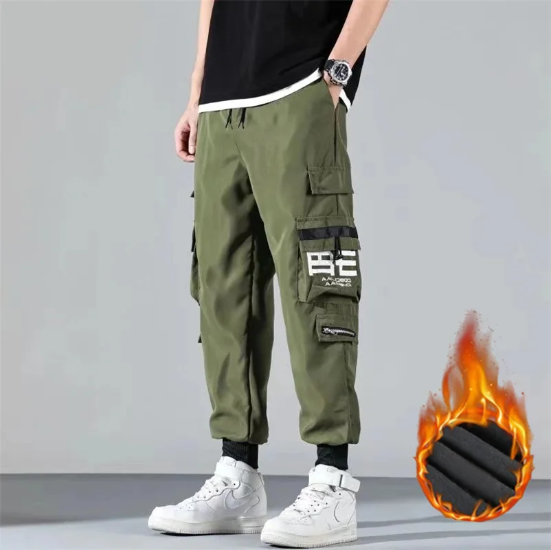 

Warm pants for men thick and plush autumn pants mid waist autumn and winter leggings warm and comfortable cotton and woolen