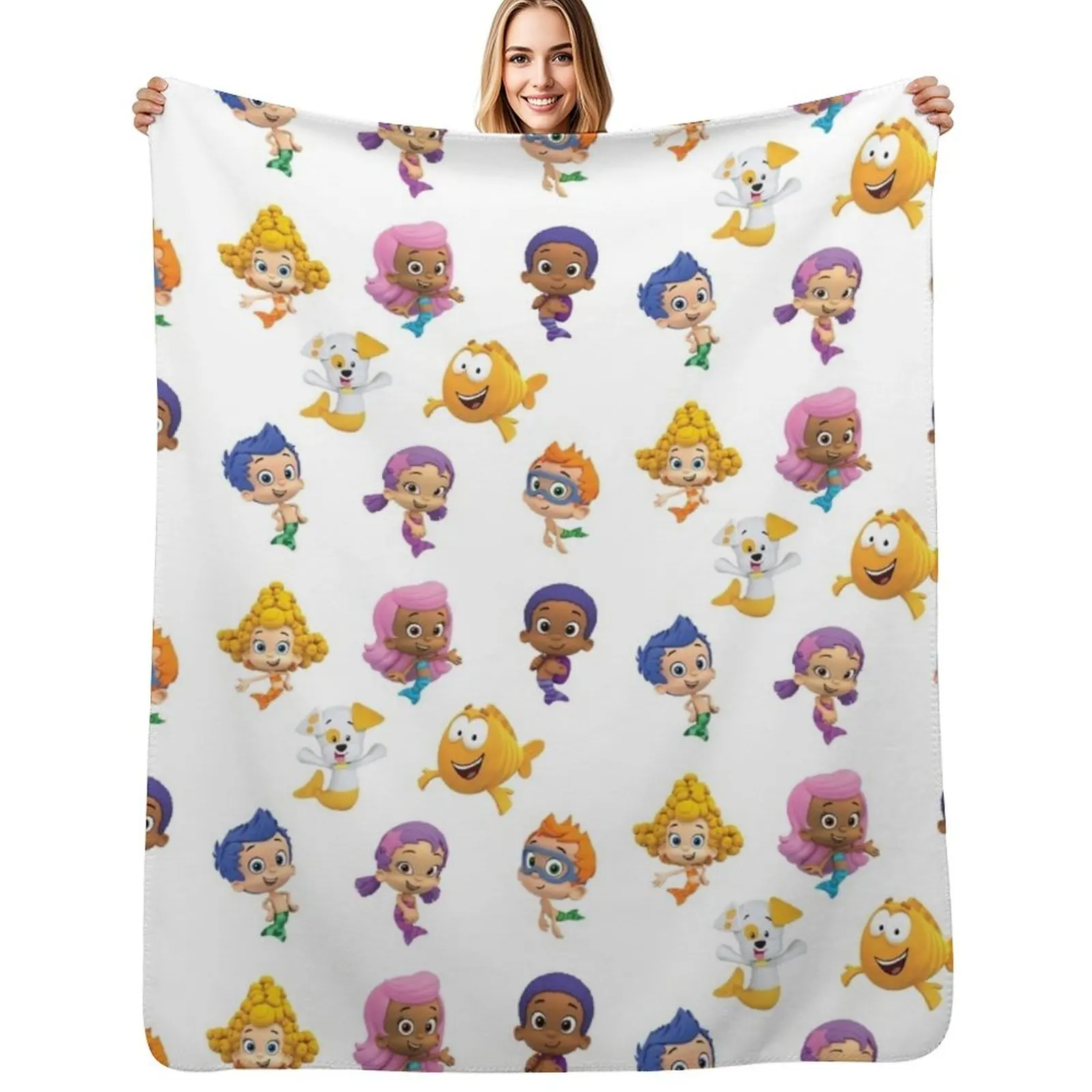 

all bubble guppies together / cartoon / mermaids / kids Throw Blanket Breathable Lightweight Blanket for Adults Kids