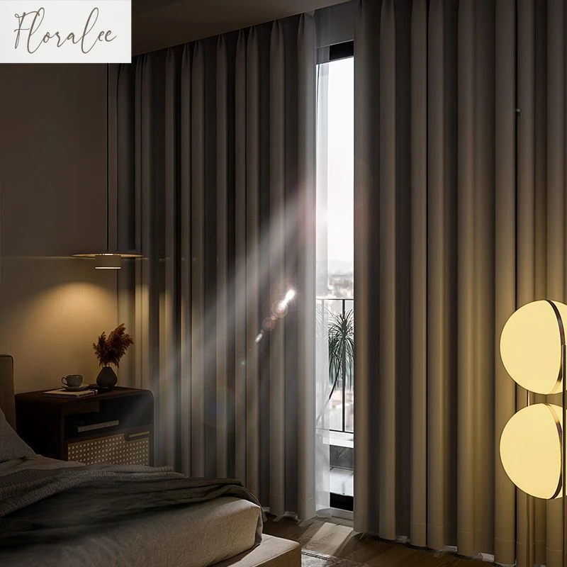 Custom Size Grey Reduce Noise Curtains for Living Dining Room Bedroom Thickened Blackout Window Decor Elegant Thick Fabric Door