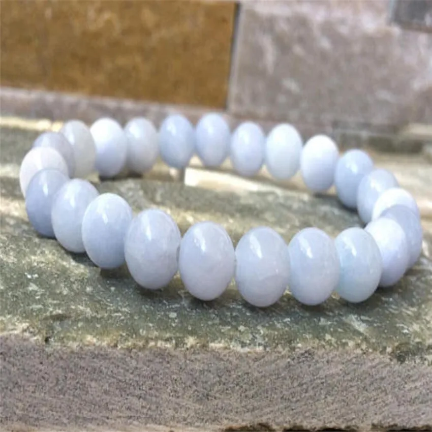 8mm White Jade Gemstone Mala Stretchy Bracelet Unique Trendy Men Karma  Ethnic Prayer