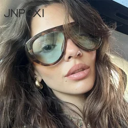 JNPCXI Ins Popular Fashion Pilot Women Leopard Green Sunglasses Retro Wide Legs Men Trending Punk Gradient Sun Glasses