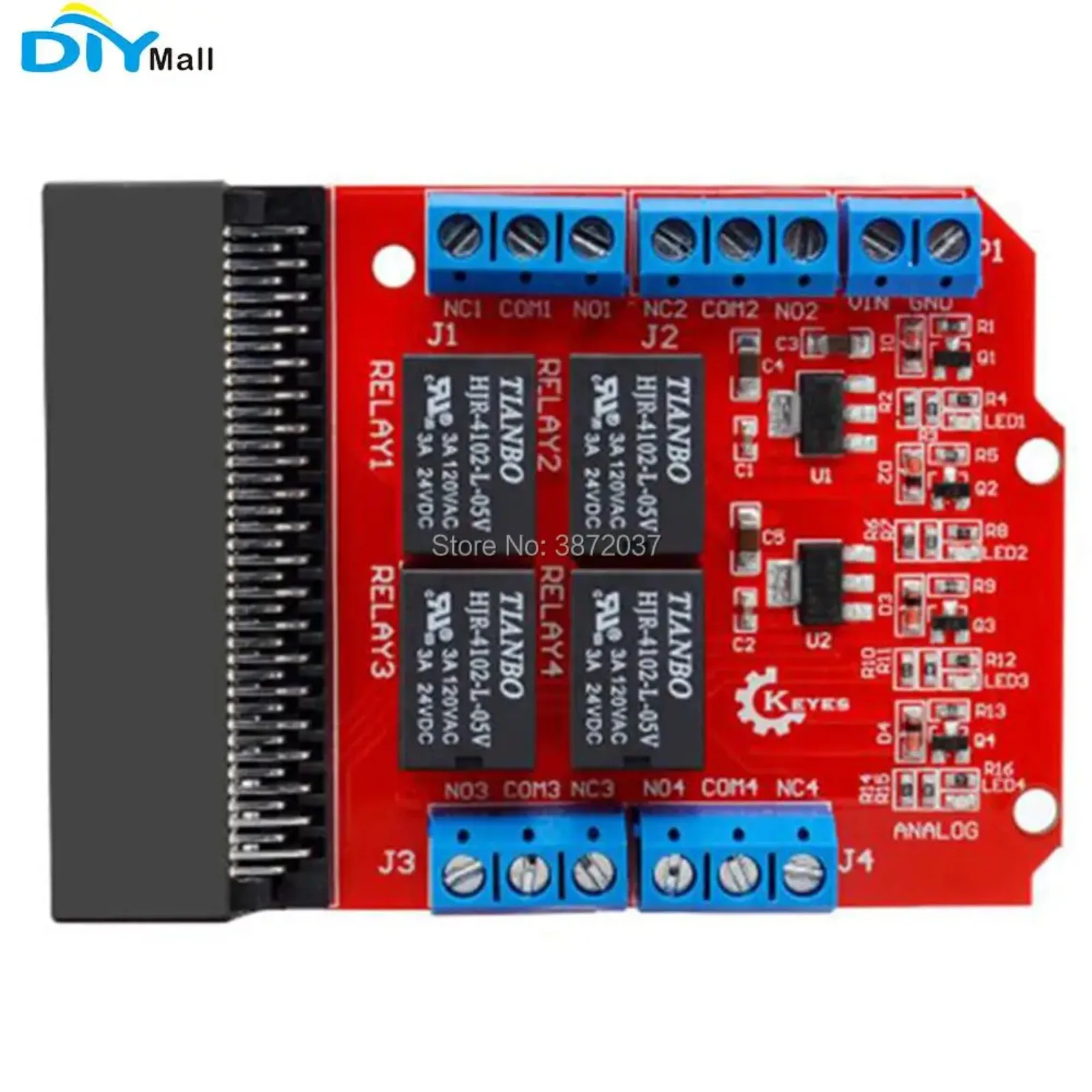 DIYmall – bouclier de relais 4 voies 5V, Module de relais, carte d'extension de relais à déclenchement élevé pour microbit micro:bit micro bit