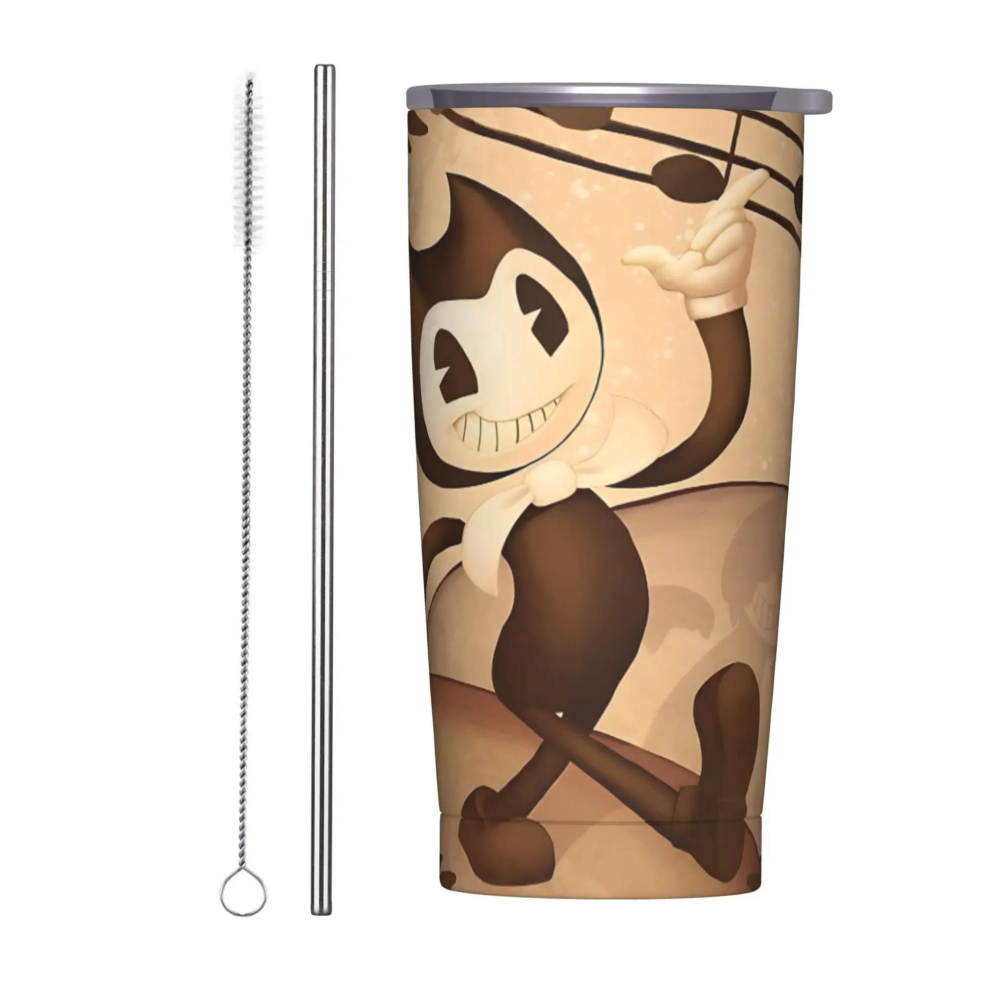 Bendy and the Dark Revival Tumbler Vacuum Insulated Horror Game Coffee Cups Stainless Steel Outdoor Mugs Water Bottle, 20oz