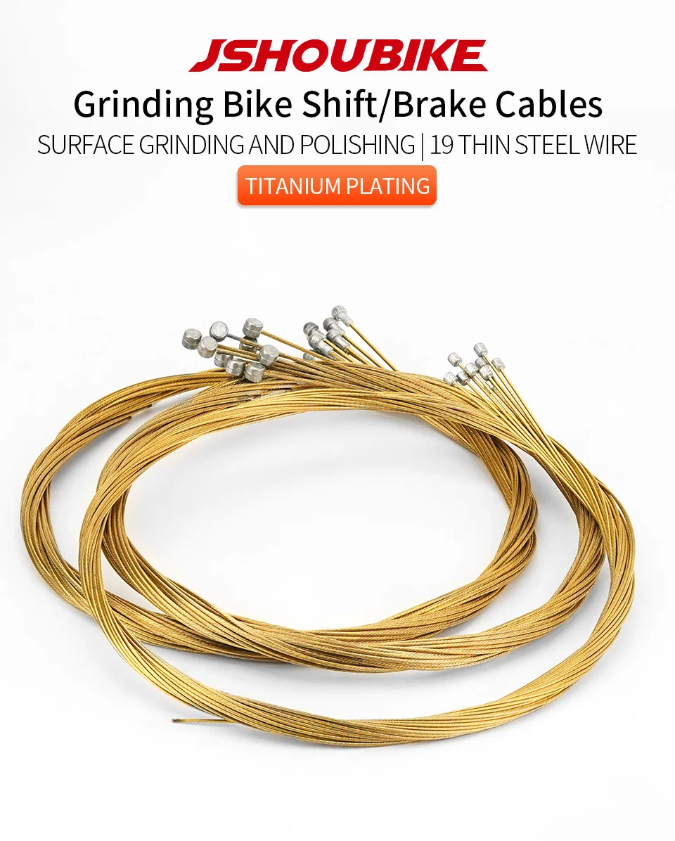 JSHOUBIKE 1/2 Stück MTB 2,1m Rennrad Fahrrad Schaltseil 1,7m Bremsseil Edelstahl Galvanisiert Gold – Detail 2