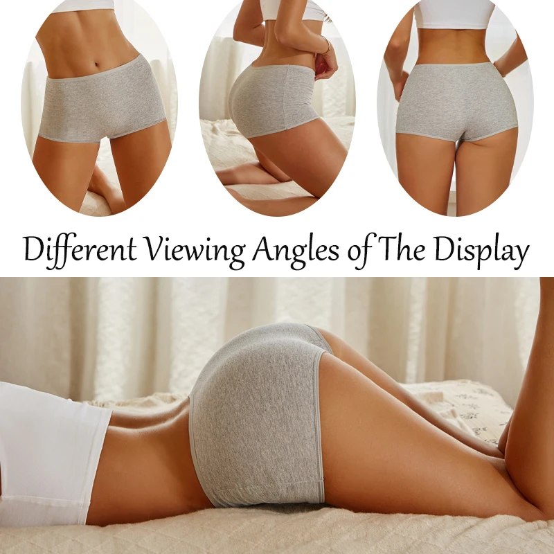 5Pcs/Set Seamless Cotton Boyshorts Panties For Women Solid Color High Waist Ela… - Image 3