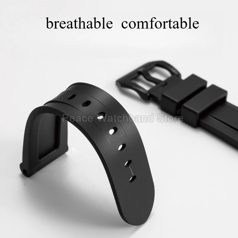 Correa de reloj de silicona con interfaz plana, resistente, antideslizante, lisa, 20 22 24mm, negro, verde, azul, para Panerai PAM359 PAM616 PAM1085 PAM00441