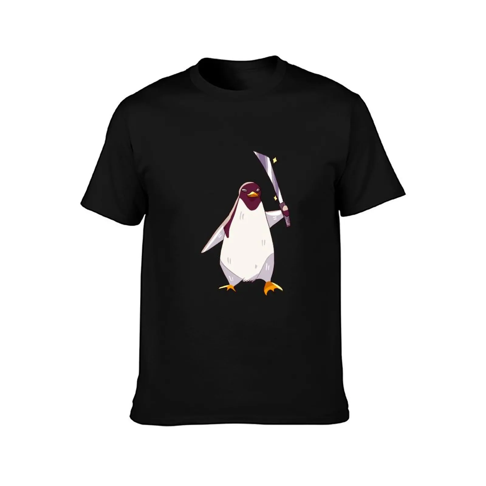 Penguin with machete T-Shirt Anti-Fade Casual Tee Shirt