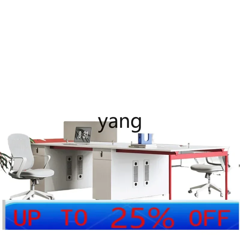 LMM Workstation Office Desk and Chair Combination Simple Modern Office White Screen Staff Desk
