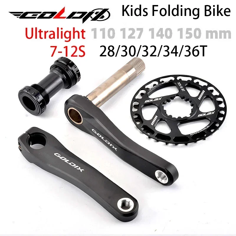 GOLDIX Kids Folding Bike Crank 28/30/32/34/36T Sprocket Ultralight Hollow for SHIMANO SRAM Shifting System Integrated Crankset