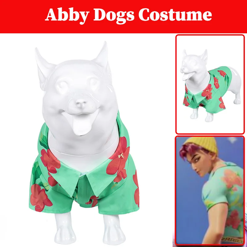 Disfraz de Hunter Of Demon Pet Abby Dogs, uniforme con estampado verde para cachorros, trajes para perros de Halloween, trajes de rol de Carnaval