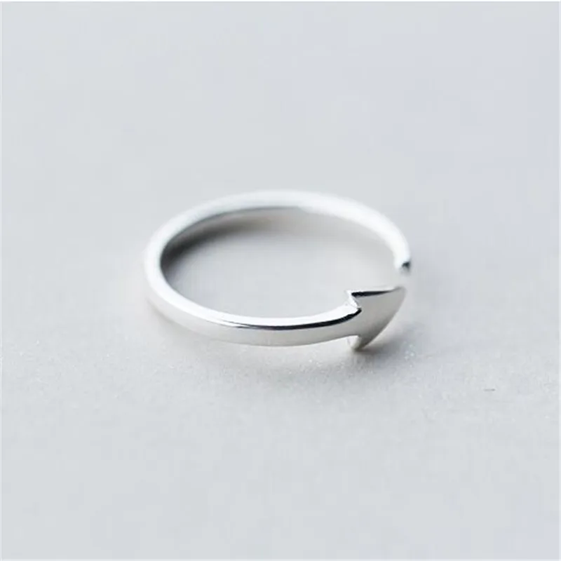 

New Simple Popular Fashion Arrow 925 Sterling Silver Jewelry Not Allergic Triangle Single Geometric Women Opening Rings