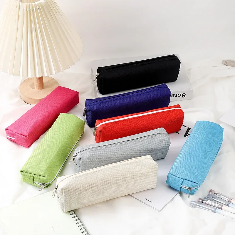 Pencil Case Black School Supplies Pencil Cases Solid Color Pencilcase Stationery Pencil Pouch Back To School