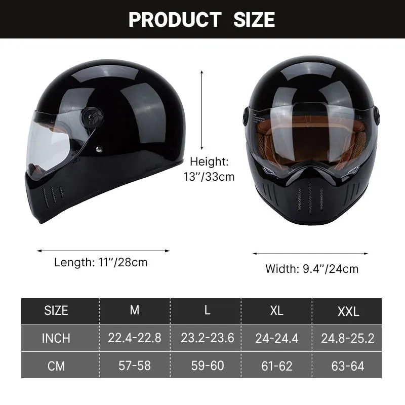 Full Face Helmet  DOT Approved Thompson Motorcycle Helmets Adult Men Women Four Seasons ABS Shell Motocross Moped