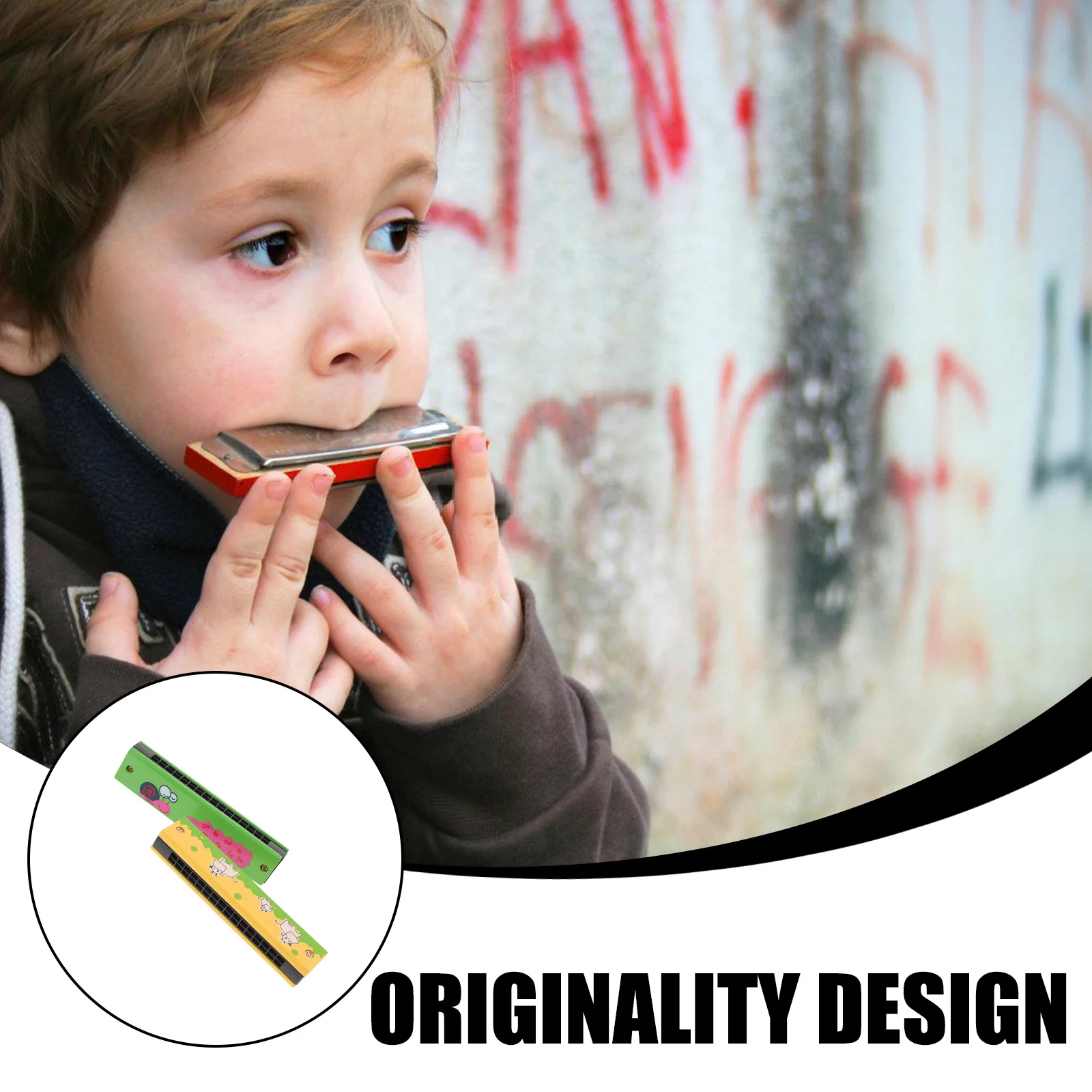 

2Pcs Wood Harmonica Natural Wood Material Child Size Easy Hold 16 Holes Beginners Harmonica Portable Musical Instruments