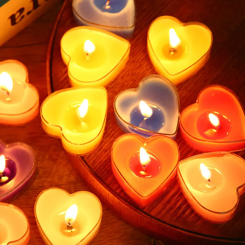 9pcs Heart-shaped Scented Tea Candles Valentine's Day Romantic Love Candle Proposals Wedding Anniversary Decorative Candle