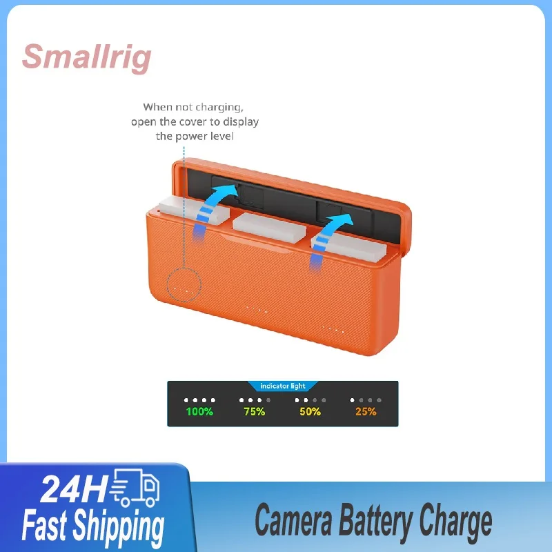 SmallRig Battery Charger for DJI Action 6 5 Pro 4 3, Osmo 360, 4H Rapid Charging 3-Channel Battery Charger with 2 TF Card Slots