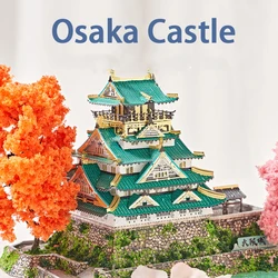 DIY 3D Metal Puzzle Osaka Castle with Light Casa Doll Houses Model Building Kits 3D Laser Cutting Jigsaw Toys for Adults Gifts