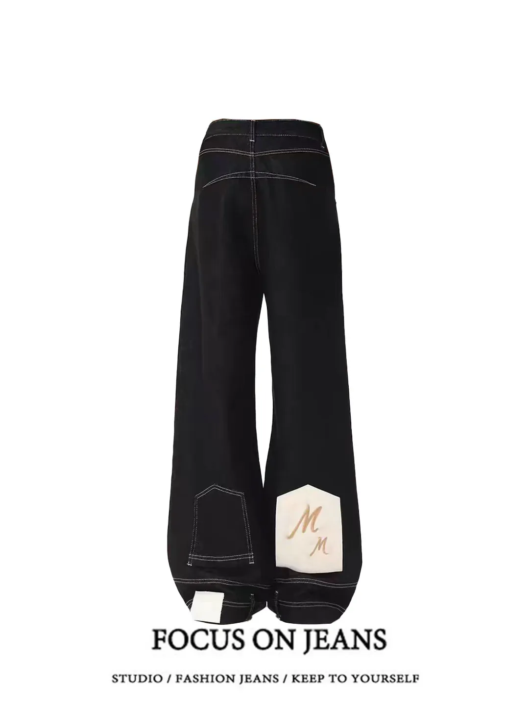 

American High Street Retro Design Sense opposite Wear Hair Jeans Loose Straight Leg Floor Length Wide Leg Pants