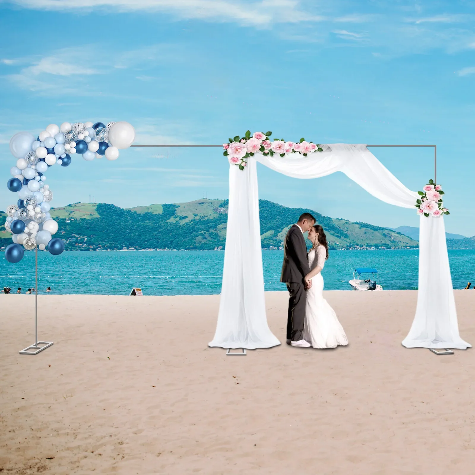 حامل خلفية لحفلات الزفاف مقاس 10 × 20 قدم مع طقم أنابيب وإطار ستارة جديد