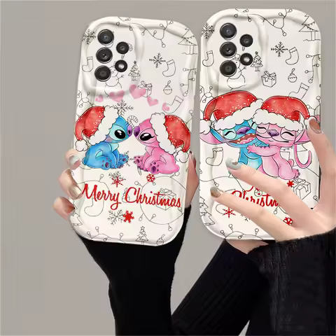 Stitch Lilo Merry Christmas For Samsung A55 A54 A53 A52 A35 A34 A33 A32 A25 A24 A23 A22 A21S A15 A13 A14 5G Wave Oil TPU