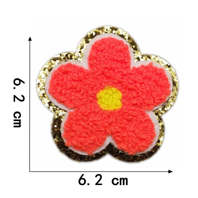 1pc ciniglia fiore bordo oro panno Patch ferro sulla toppa decorativa riparazione indumento