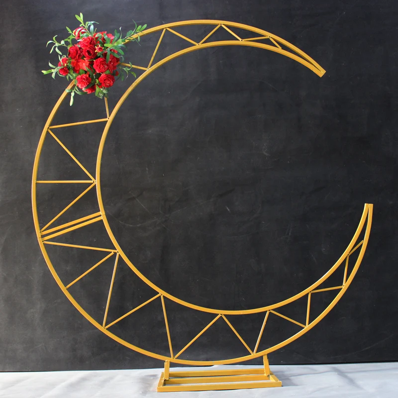 Imagem -02 - Metal Ferro Arco para Festa de Casamento Lua Backdrop Stand Decoração de Casa Flores e Crescente Fundo Decoração