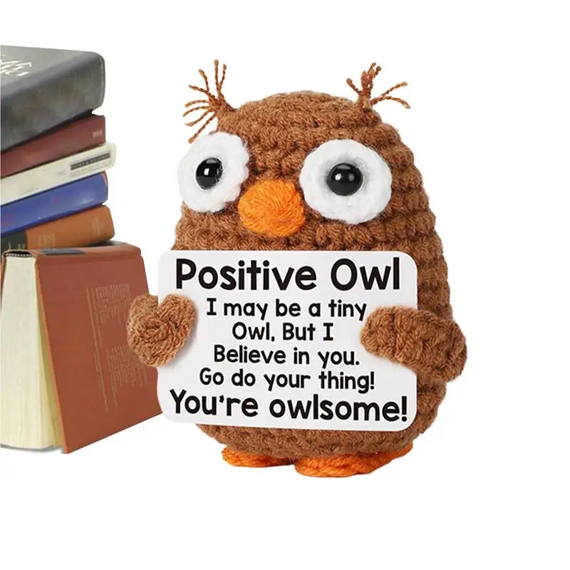Crochet Positive Energy Animals Dolls Mini Pocket Hug Handmade Plush Knitted Cute owl Hand-woven Doll Desktop Decor Home Decor