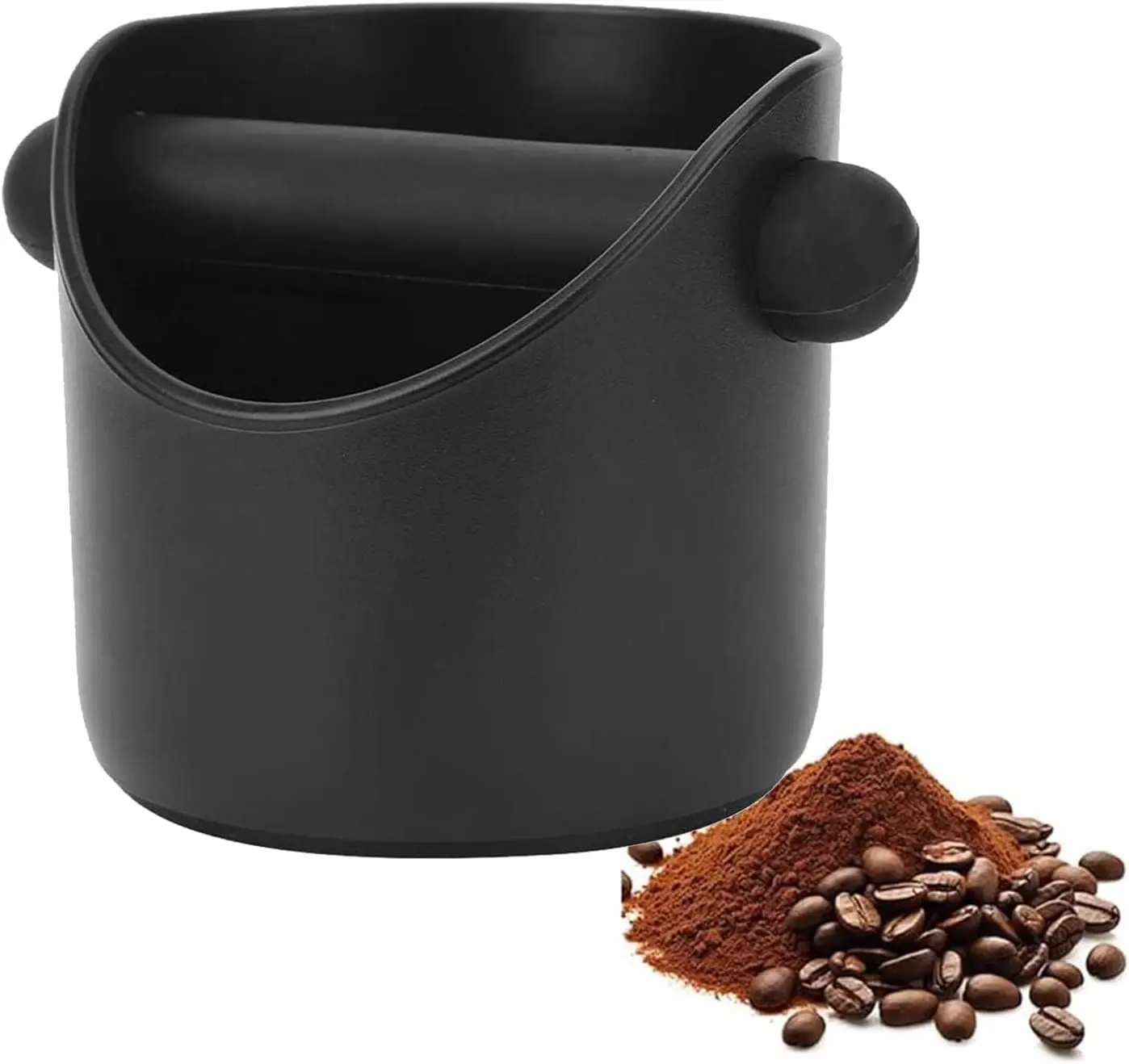 Coffee Knock Box Shock-Absorbent Durable Barista Style Knock Box With Removable Knock Bar.(4.6 X 4.3 Inch-Black)
