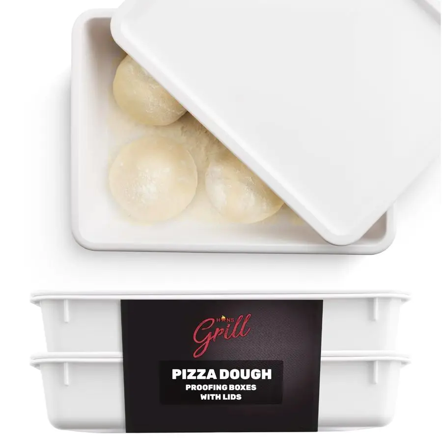 

Pizza Dough Proofing Box Pack of 2 Stackable BPAFree Trays with Covers Perfect as a Bread Proofing Box and Dough Container Premi