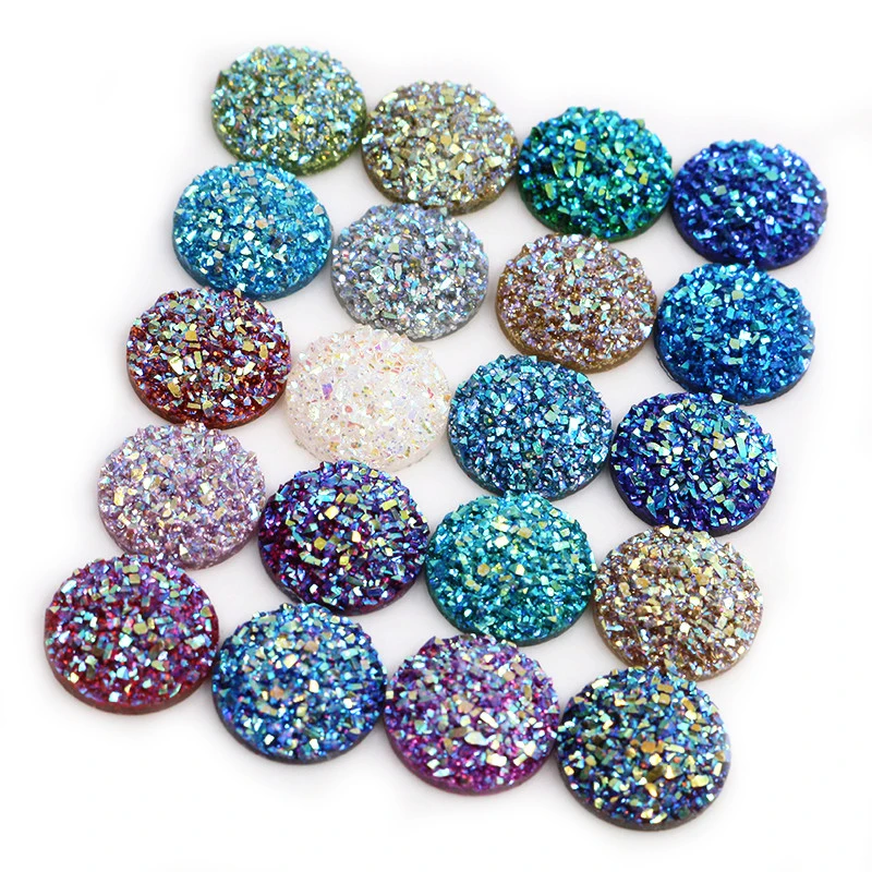 Nowa moda 40 sztuk 8/10/12mm Mix kolorów AB FlatBack Druzy żywica Cabochons dla bransoletka kolczyki DIY tworzenia biżuterii akcesoria — zdjęcie 6