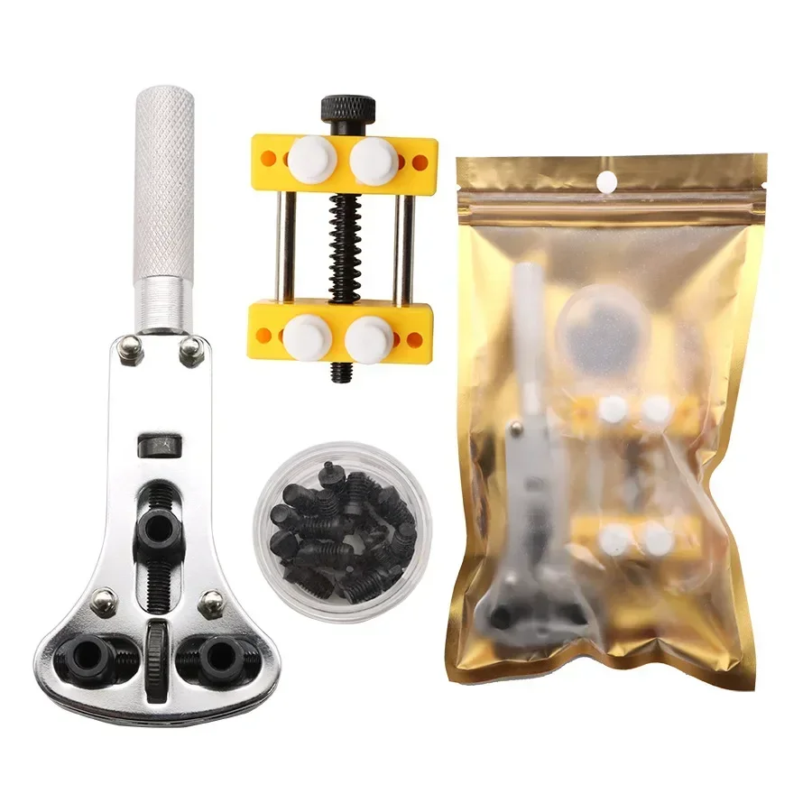 Jam tangan besi 20 buah, alat perbaikan jam tangan baja 4 jenis cakar dapat disesuaikan pembuka penutup belakang alat terbuka dengan pemegang gerakan