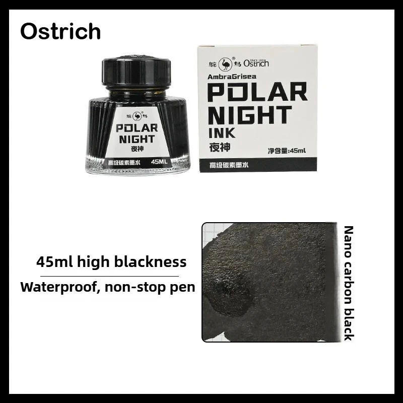 

Ostrich Premium Nano Carbon Black Waterproof Fountain Pen Ink Non Carbon Alternative Quick Drying Ink Stationery For JINHAO