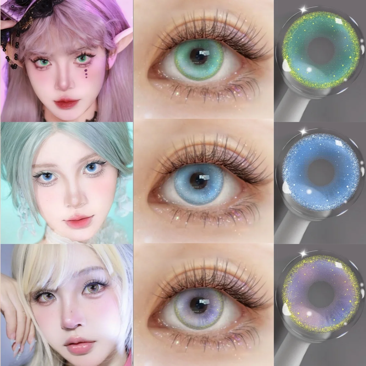 VISUASHOW Cosplay Blaue Farbige Kontaktlinsen Kleine Pupille Farbkontaktlinsen 1 Paar 12 Monate Einweg-Kosmetiklinsen für Augen-Make-up
