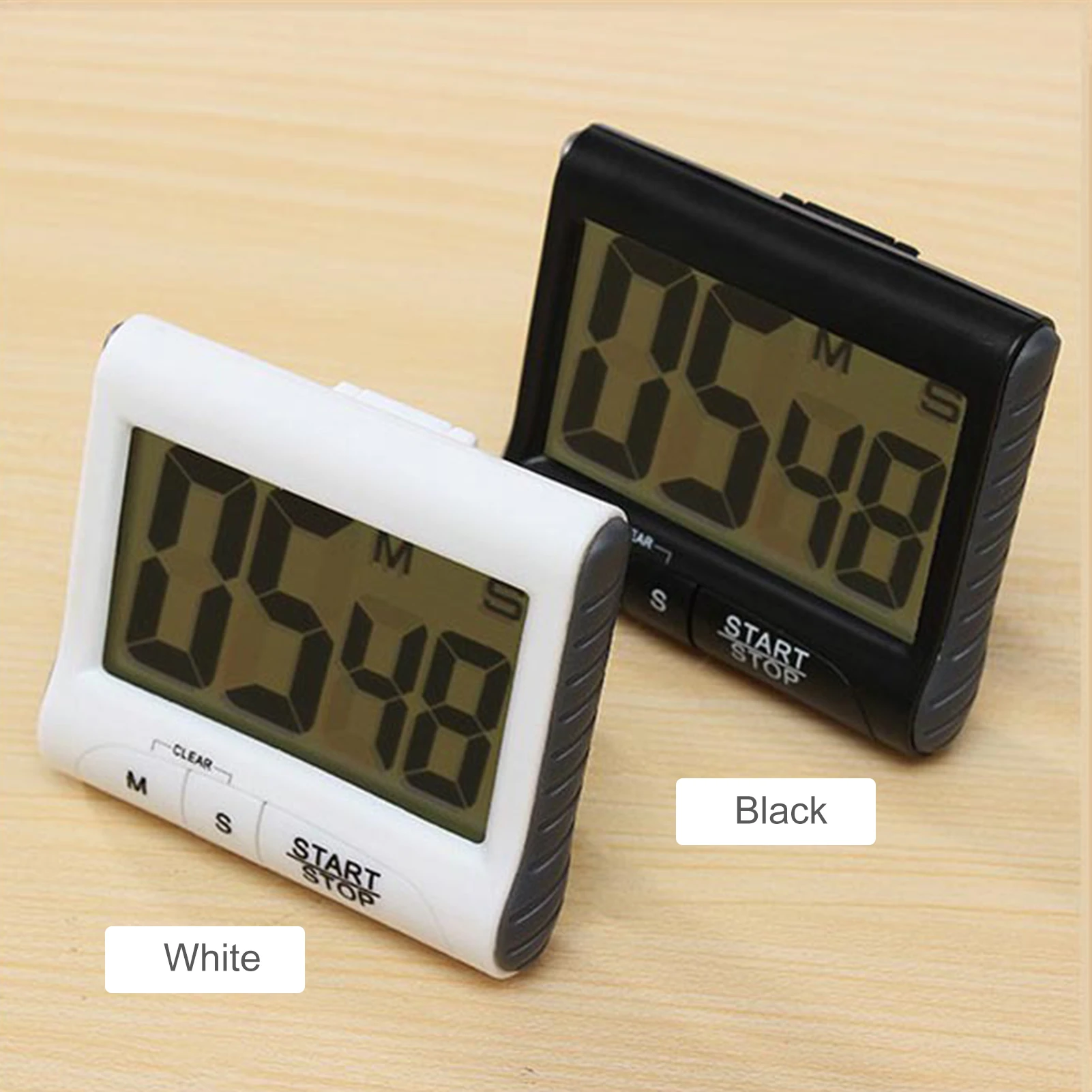 Digital Kitchen Timer Display with Strong Magnet Back Stand Hanging Hole Loud Alarm LCD Cooking Clock for Workout Baking Egg