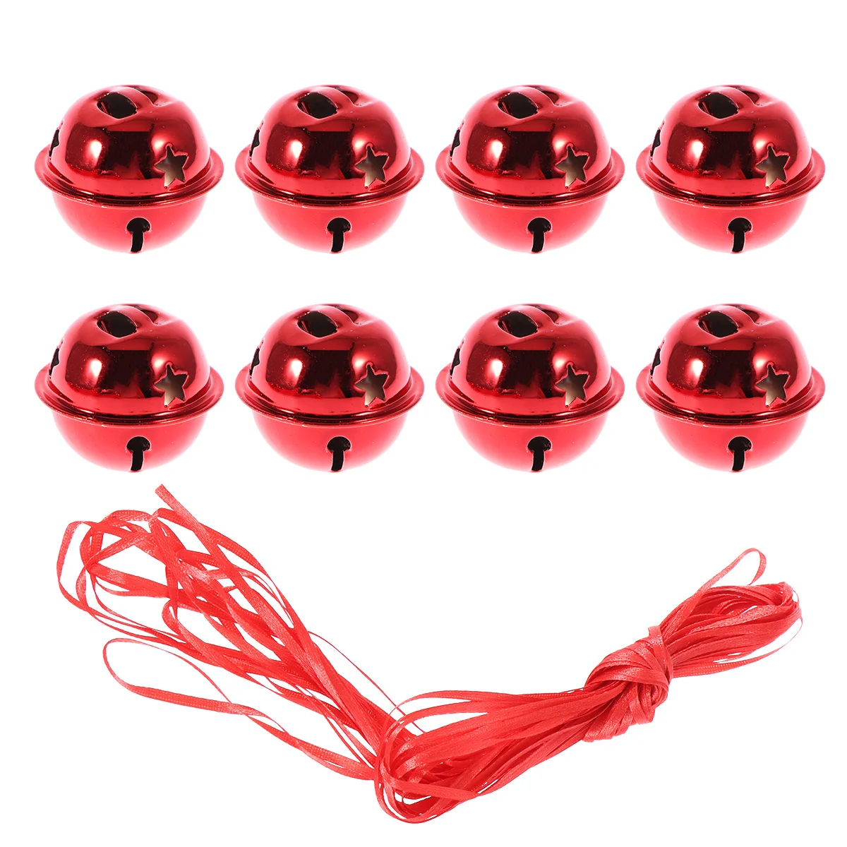 

21pcs Christmas Bell Decorations 4Cm Golden Shiny Jingle Bells 10M Ribbon For Holiday Party Tree Ornament Craft Diy