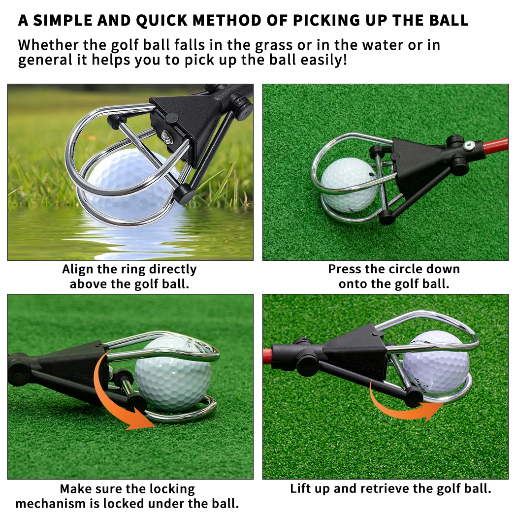 Odciąganie piłek golfowych 6FT/15FT, teleskopowy słup aluminiowy, trwały i lekki, łatwy w użyciu, idealny do szybkiego odciągania piłek — zdjęcie 6