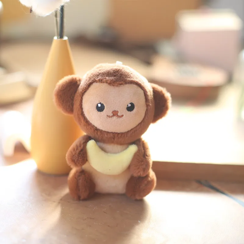 new Internet red cute little fruit monkey pendant plush toy  funny bag pendant keychain doll fashion  decorate  partner gift